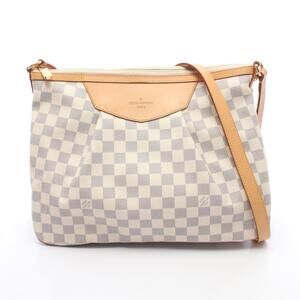 Louis Vuitton Siracusa Canvas Leather Damier Shoulder Bag Azur White